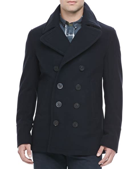 burberry men's wool naval pea coat|Burberry men's wool overcoat.